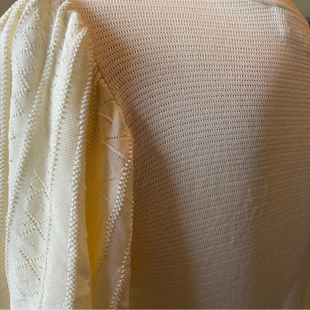BA&SH Acacio Pointelle Knit Short Sleeve Cardigan - Off White size 8 - Picture 4 of 13